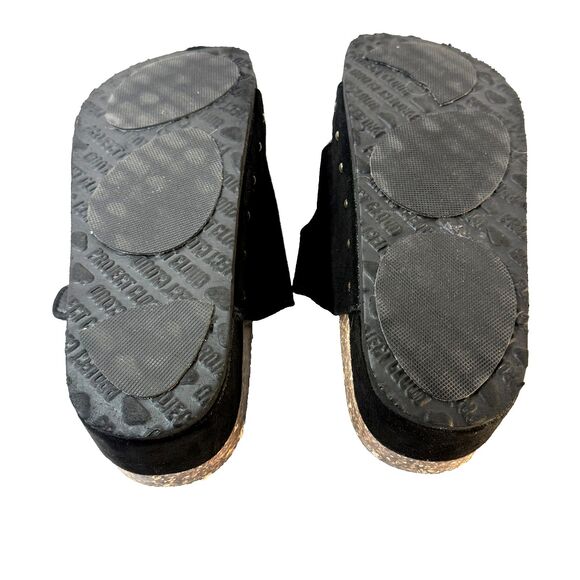 Project Cloud Black Suede Y2K Chunky Platform Buckle Sandals 90s Women's Size 11 - Picture 9 of 12